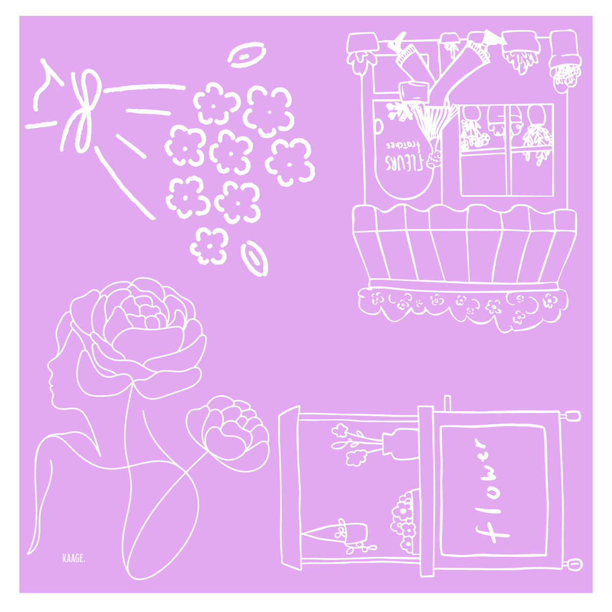 Light Lilac Little Flower Shop Scarf